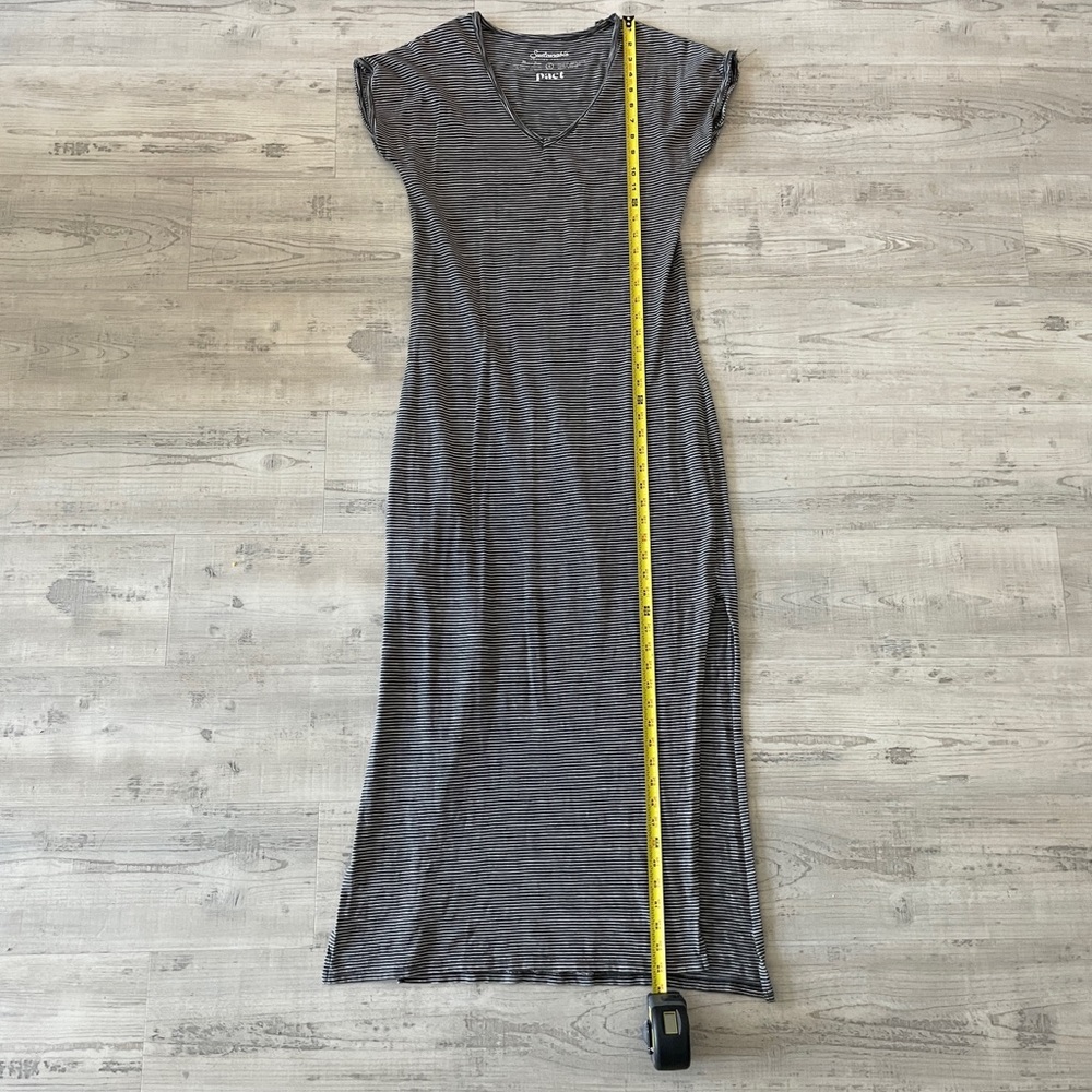 Pact Striped Maxi Dress in Charcoal and Heather Gray
